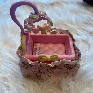 Fisher Price Loving Family Dollhouse 2007 Nursery PINK BABY CRIB w/Mobile